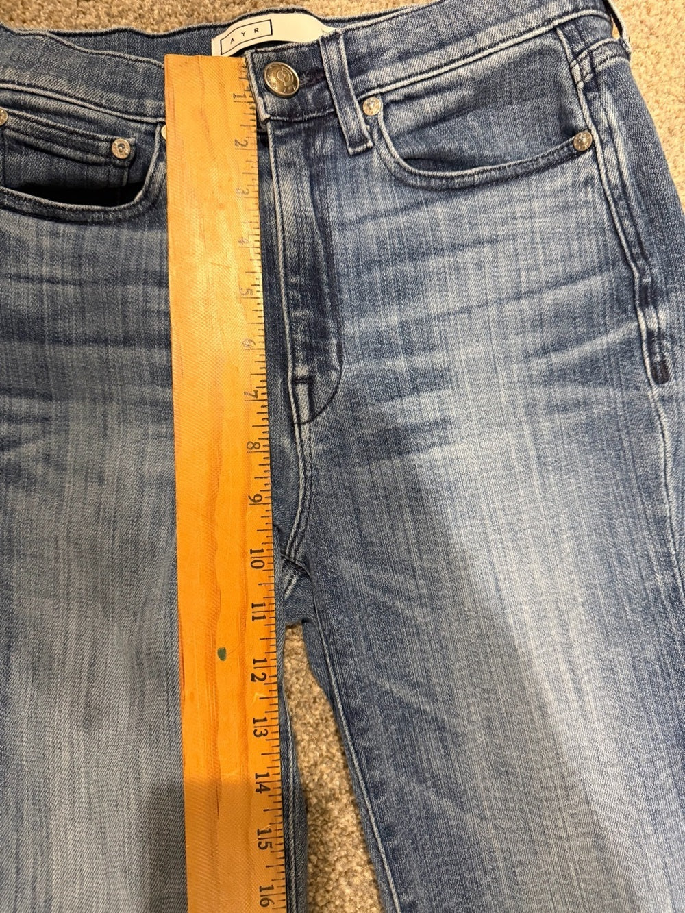 GT-0234 AYR Women’s Jeans 28 Long High Rise Straight Leg Raw Hem Denim