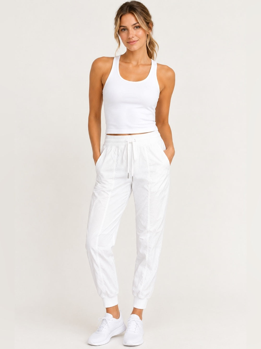 GT-0244 lululemon White Dance Studio Mid Rise Lined Joggers Size 6