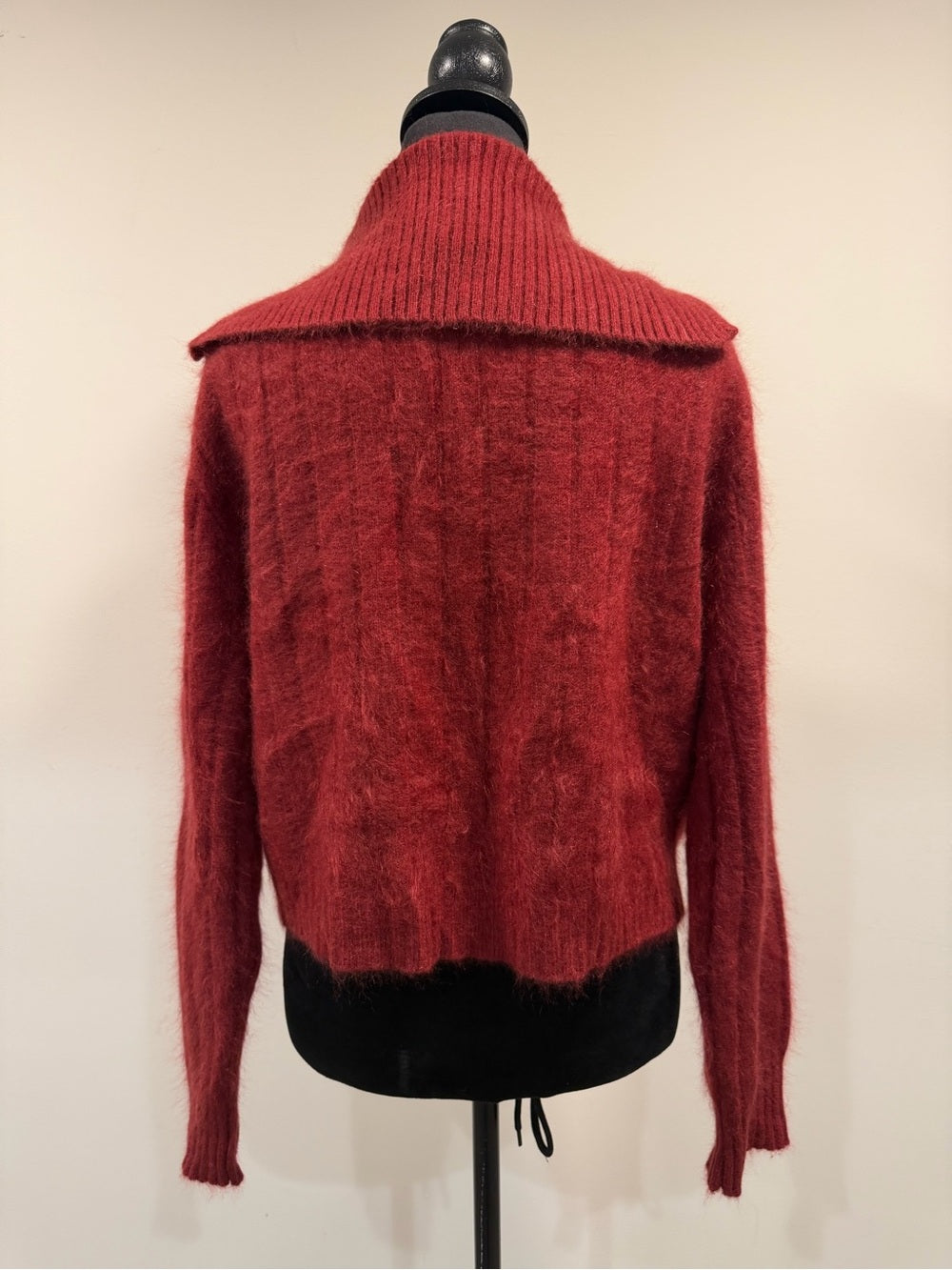 GT-0238 J.Crew 100% Cashmere Red Collared V Neck Sweater Small