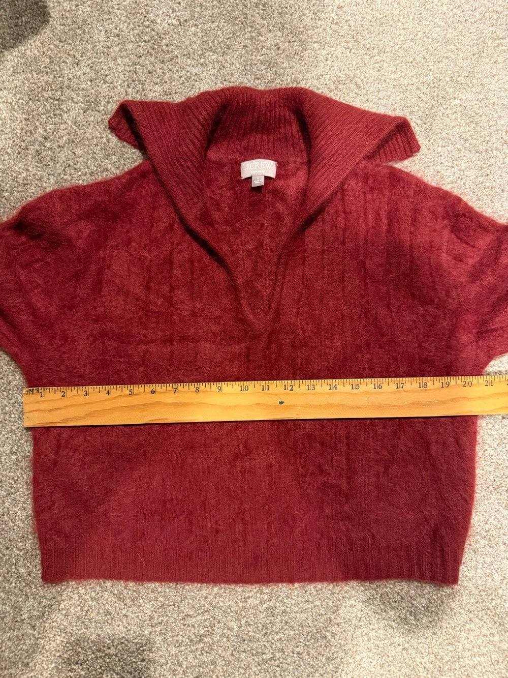 GT-0238 J.Crew 100% Cashmere Red Collared V Neck Sweater Small
