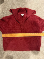 GT-0238 J.Crew 100% Cashmere Red Collared V Neck Sweater Small