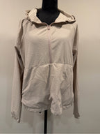 GT-0241 adidas Beige Gingham Hooded Half Zip Pullover Jacket L