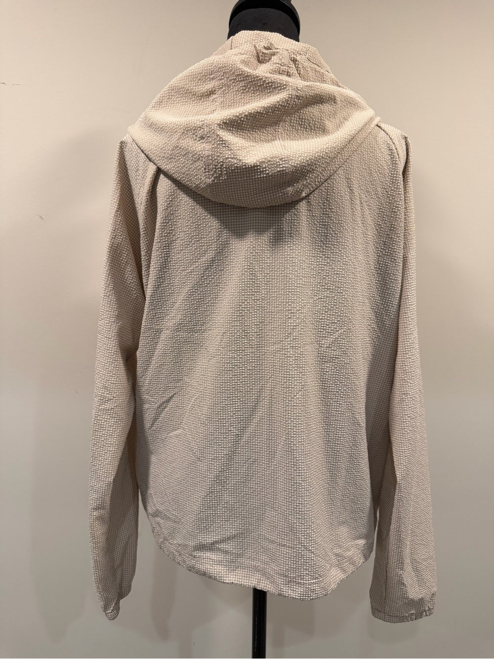 GT-0241 adidas Beige Gingham Hooded Half Zip Pullover Jacket L