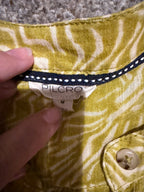 GT-0243 Pilcro Anthropologie Yellow White Printed Button Front Blouse M