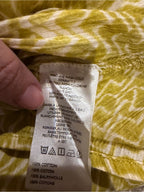 GT-0243 Pilcro Anthropologie Yellow White Printed Button Front Blouse M
