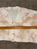 POL Women’s Pink Cream Tie Dye Chunky Knit Button Cardigan NWT S