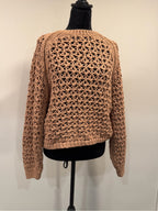 Z Supply Cassian Open Knit Crochet Sweater Brown NWT Size S
