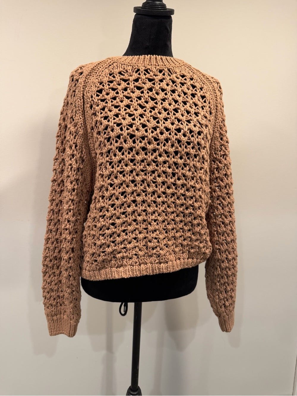 Z Supply Cassian Open Knit Crochet Sweater Brown NWT Size S