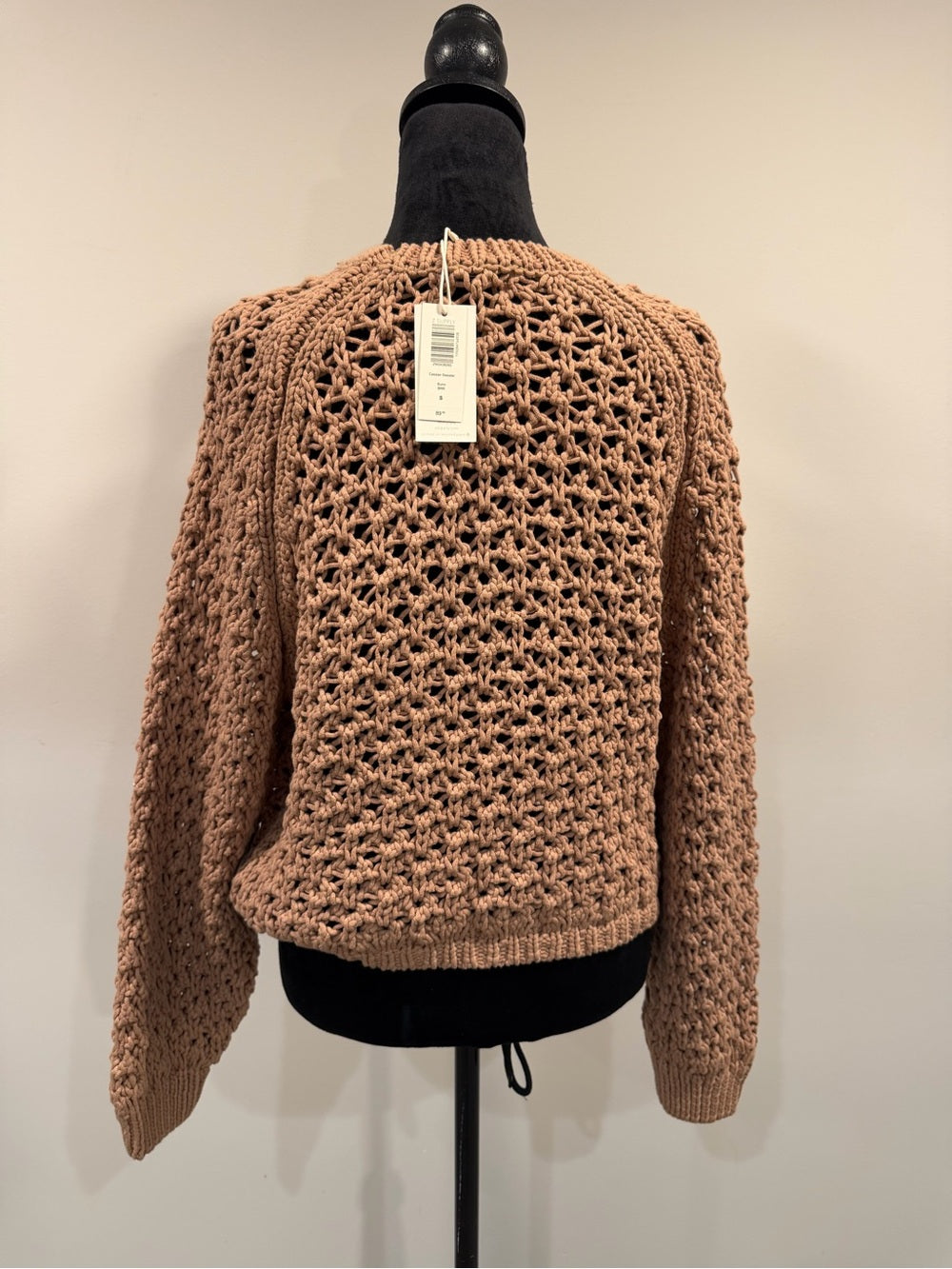 Z Supply Cassian Open Knit Crochet Sweater Brown NWT Size S