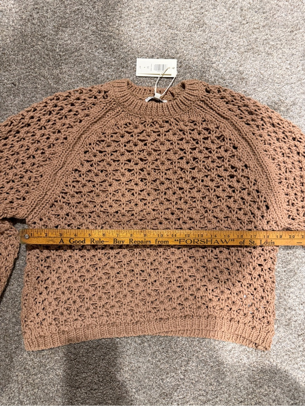 Z Supply Cassian Open Knit Crochet Sweater Brown NWT Size S