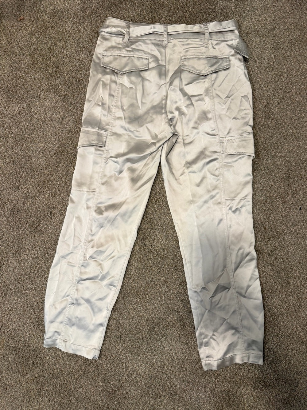 GT-0227 NWT Sanctuary Classy Cargo Satin Pants Silver Size 27
