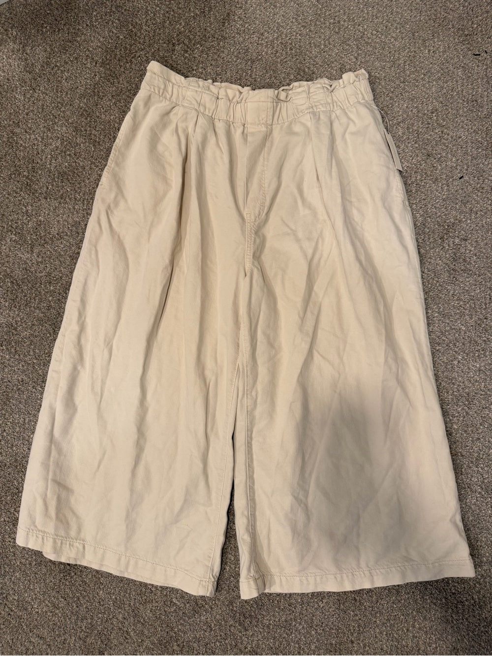 GT-0226 Pilcro Anthropologie Cream Wide Leg Crop Pants XL NWT