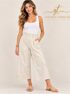 GT-0226 Pilcro Anthropologie Cream Wide Leg Crop Pants XL NWT