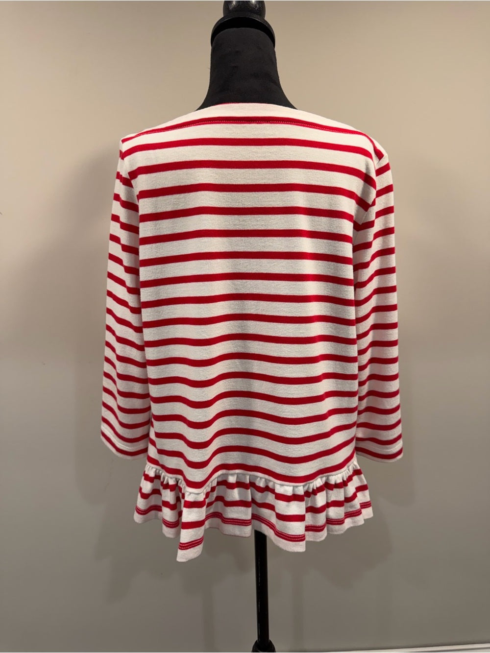 GT-0246 Kate Spade Broome Street Red White Striped Boatneck Knit Top Nautical