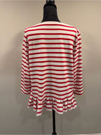 GT-0246 Kate Spade Broome Street Red White Striped Boatneck Knit Top Nautical
