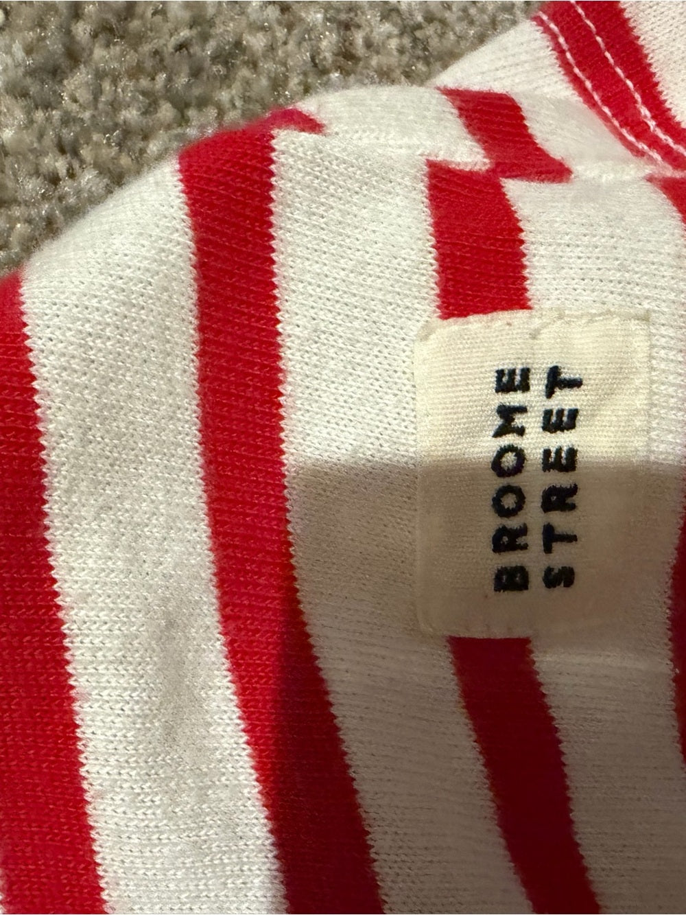 GT-0246 Kate Spade Broome Street Red White Striped Boatneck Knit Top Nautical