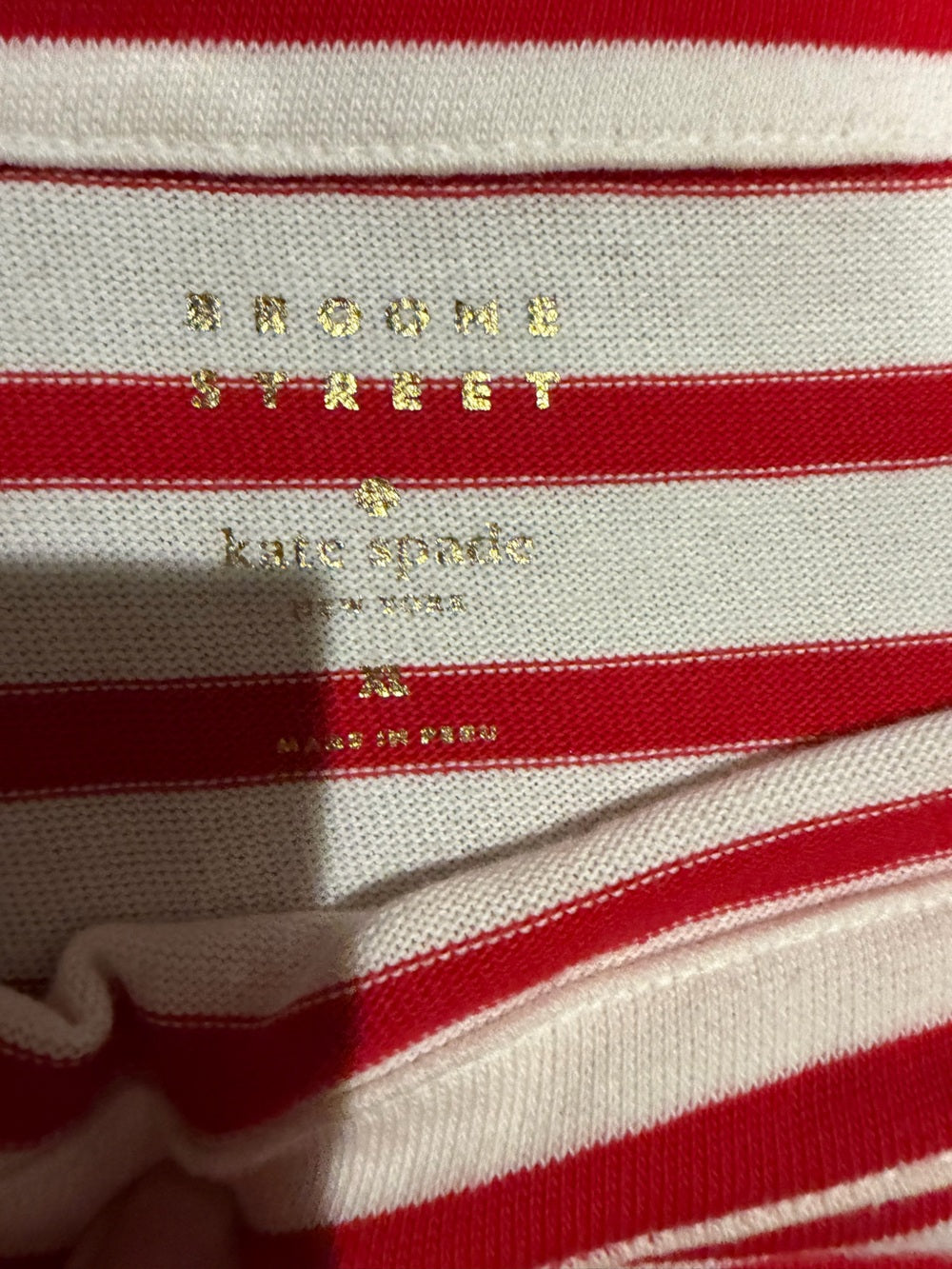 GT-0246 Kate Spade Broome Street Red White Striped Boatneck Knit Top Nautical
