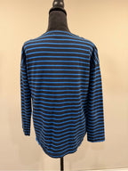 GT-0247 KULE Navy Blue Striped Breton Cotton Tee M Made in USA Nautical