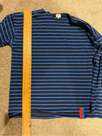 GT-0247 KULE Navy Blue Striped Breton Cotton Tee M Made in USA Nautical