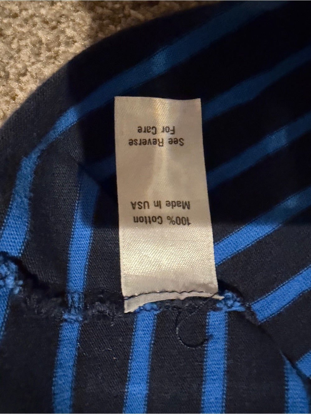 GT-0247 KULE Navy Blue Striped Breton Cotton Tee M Made in USA Nautical