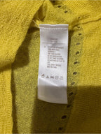 GT-0245 Fossil Yellow Sheer Knit Button Front Cardigan Sweater L Pockets