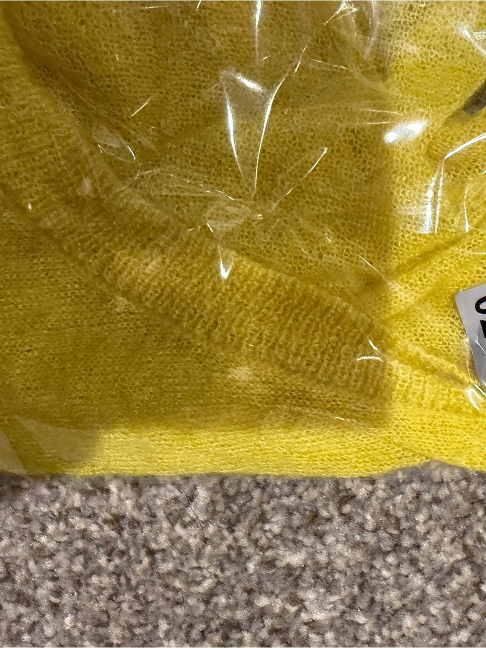 GT-0245 Fossil Yellow Sheer Knit Button Front Cardigan Sweater L Pockets