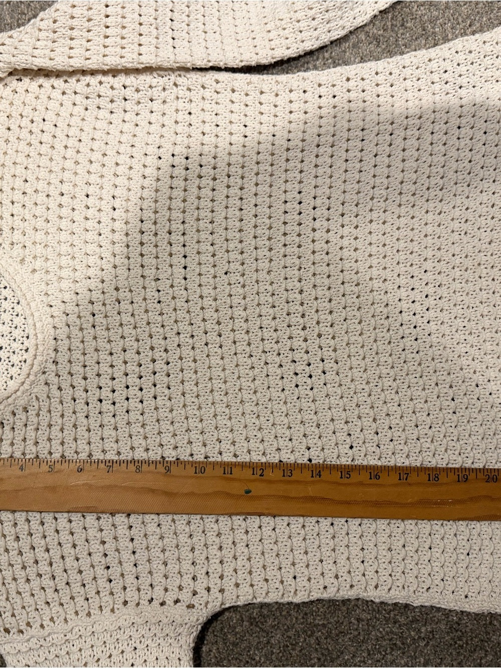 GT-0248 Madewell Ivory Crochet Open Knit Cotton Sweater M Coastal Boho