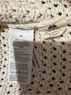 GT-0248 Madewell Ivory Crochet Open Knit Cotton Sweater M Coastal Boho