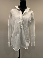 GT-0248 Ann Mashburn White Cotton Popover Tunic Shirt M Classic Minimalist