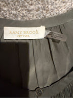 GT-0249 Ramy Brook Olive Green Ruched Button Front Blouse XS Smocked Cuffs