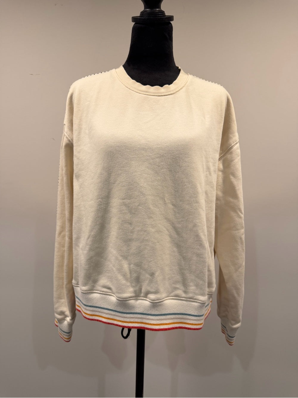 GT-0250 Spiritual Gangster Cream Rainbow Stripe Sweatshirt M Retro Boho