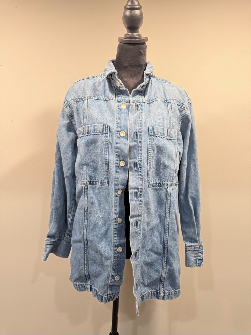 ABLE Light Wash Denim Utility Shirt Jacket M Oversized Shacket