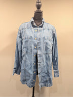 ABLE Light Wash Denim Utility Shirt Jacket M Oversized Shacket