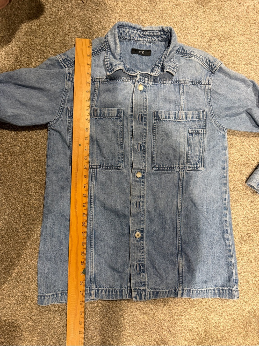 ABLE Light Wash Denim Utility Shirt Jacket M Oversized Shacket
