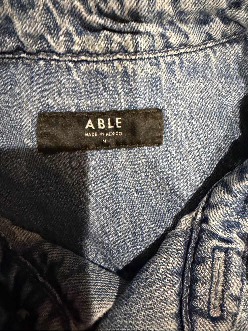 ABLE Light Wash Denim Utility Shirt Jacket M Oversized Shacket