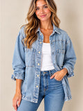 ABLE Light Wash Denim Utility Shirt Jacket M Oversized Shacket