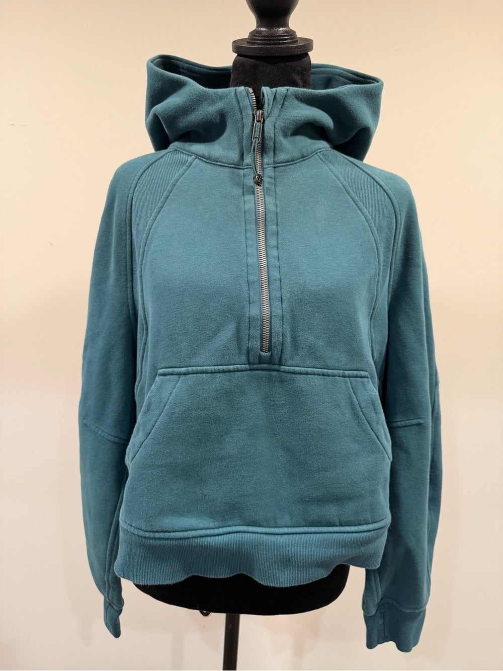 Lululemon Teal Half Zip Scuba Hoodie M/L Kangaroo Pocket Athletic Pullover