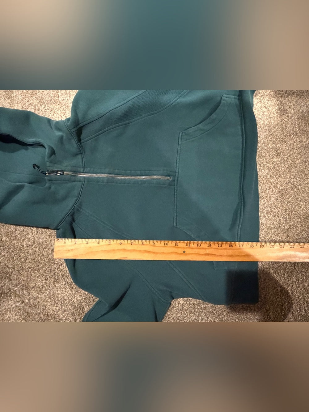 Lululemon Teal Half Zip Scuba Hoodie M/L Kangaroo Pocket Athletic Pullover
