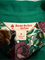 GT-0253 Brooks Brothers Red Fleece Floral Midi Shirt Dress Green Trim Size 8