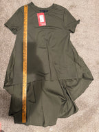 GT-0225 English Factory Olive Green High Low Mixed Media Tunic Top M NWT