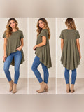 GT-0225 English Factory Olive Green High Low Mixed Media Tunic Top M NWT