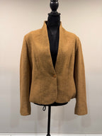 SAHZA Camel Wool Blend Bouclé Blazer Jacket Single Button Tailored Vintage