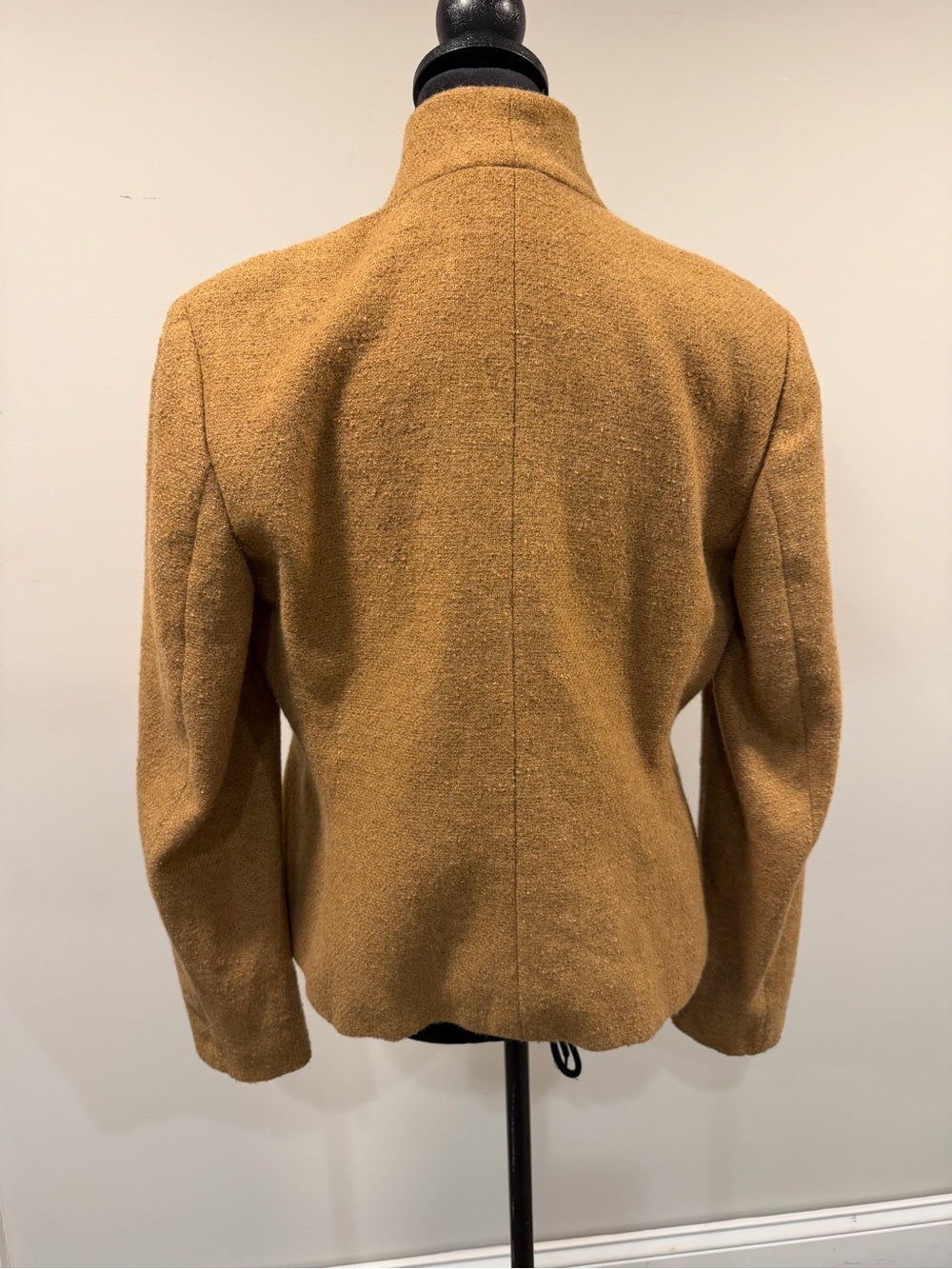 SAHZA Camel Wool Blend Bouclé Blazer Jacket Single Button Tailored Vintage