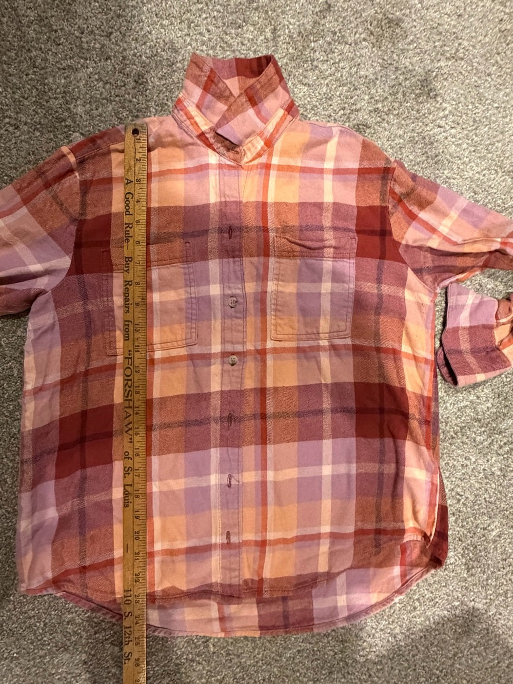 Pink Orange Purple Plaid Button Down Flannel Shirt Shacket GT-0213