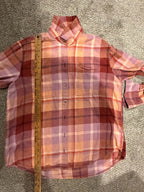 Pink Orange Purple Plaid Button Down Flannel Shirt Shacket GT-0213