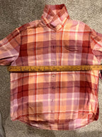 Pink Orange Purple Plaid Button Down Flannel Shirt Shacket GT-0213