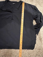 Madewell Black Split Neck Long Sleeve Blouse M Gathered Back GT-0214