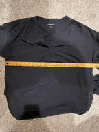 Madewell Black Split Neck Long Sleeve Blouse M Gathered Back GT-0214