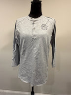 Gymshark Fitness Gray 3/4 Sleeve Henley Workout Shirt M GT-0215