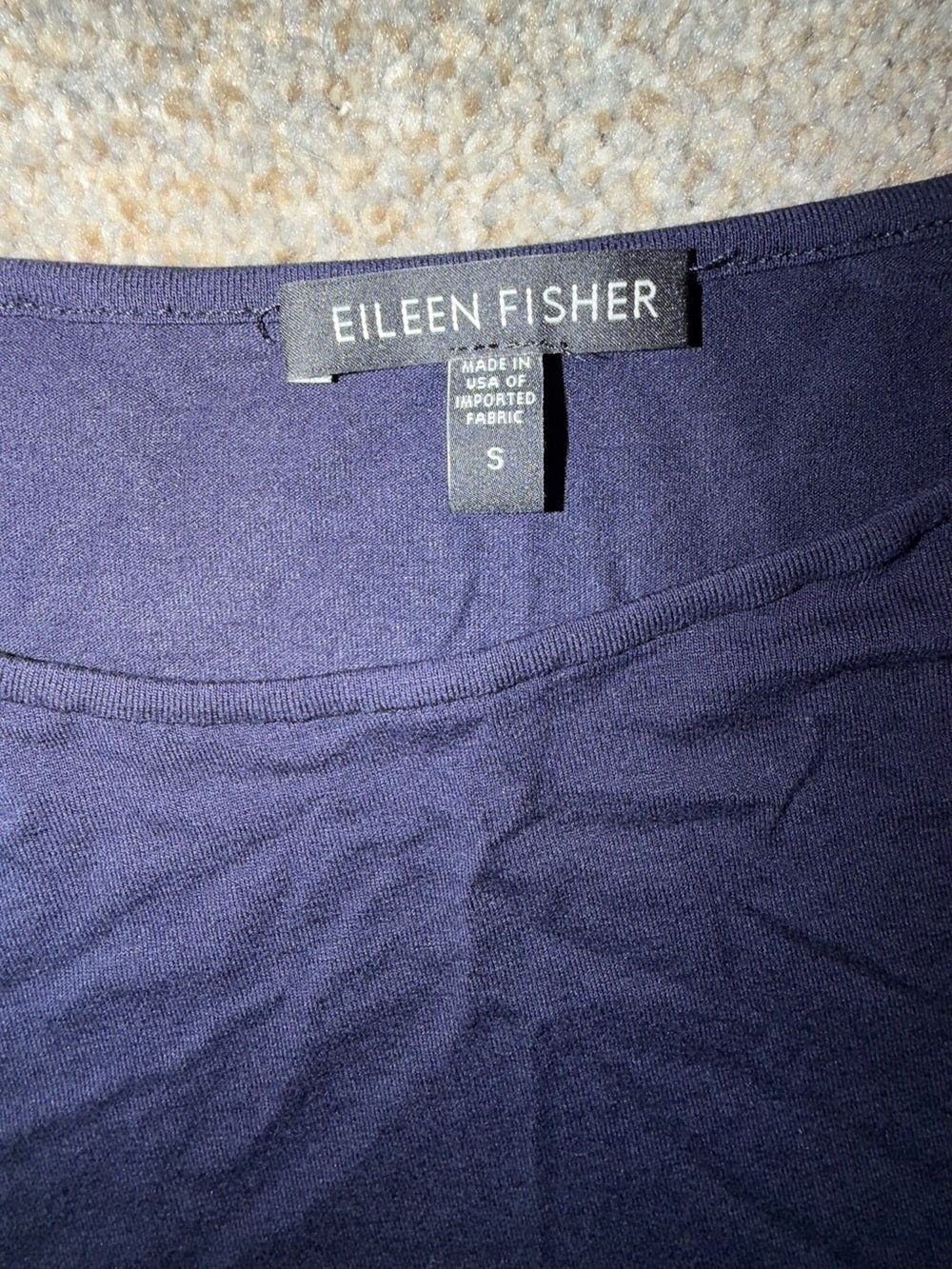Eileen Fisher Navy Blue Viscose Stretch Cap Sleeve Top S GT-0216